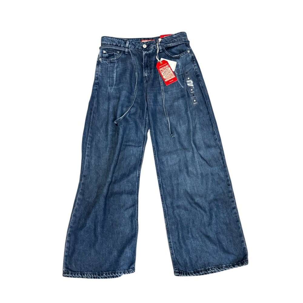 Lucky Brand Liquid Denim Luxe Palazzo Jeans Wide Leg Drawstring NWT - Picture 7 of 13